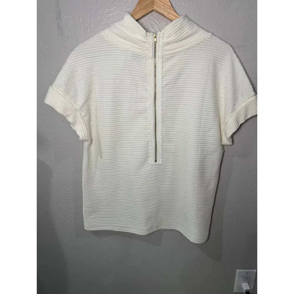 Anthroplogie Postmark Ribbed Zippered Back Top Large - Picture 3 of 6